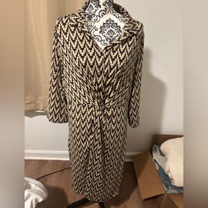 Chic Black and Tan Patterned Dress